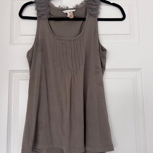 Banana Republic Taupe Ruffle-Trim Tank Top